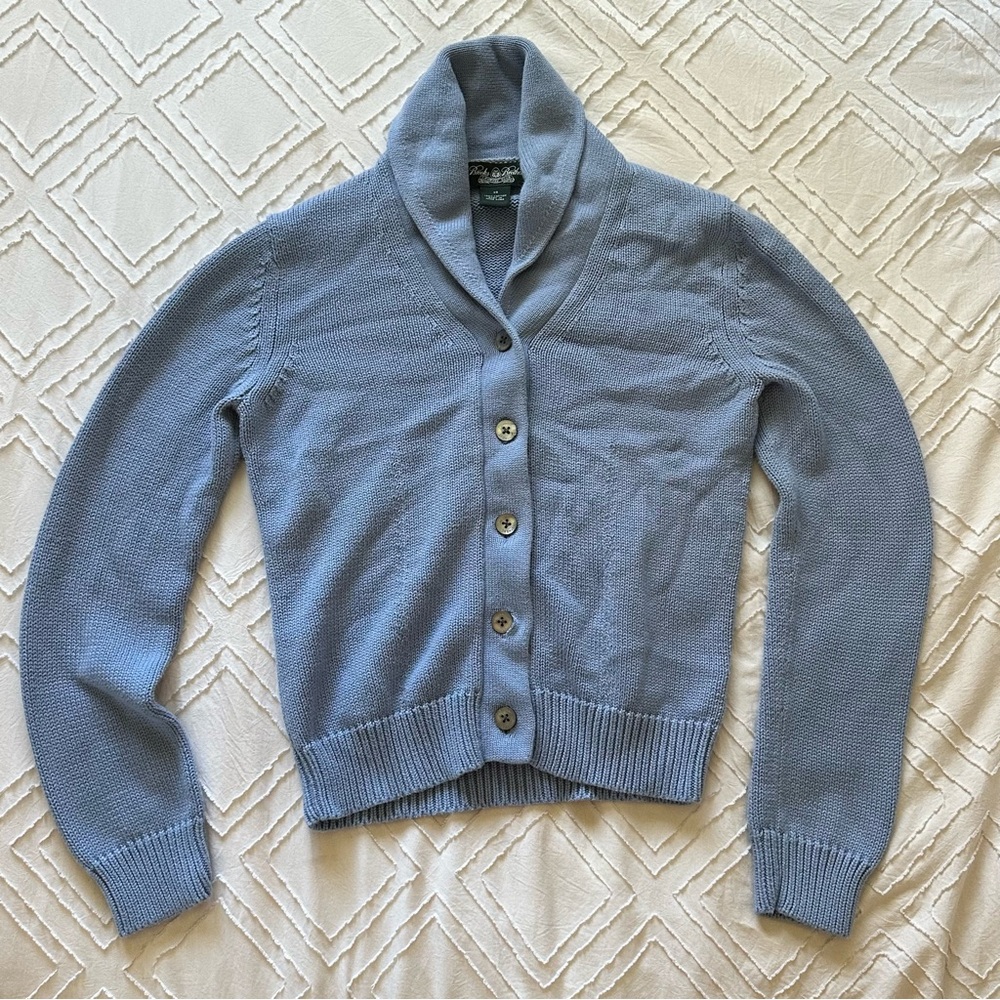 Brooks Brothers Women's Blue Button-Up Sweater